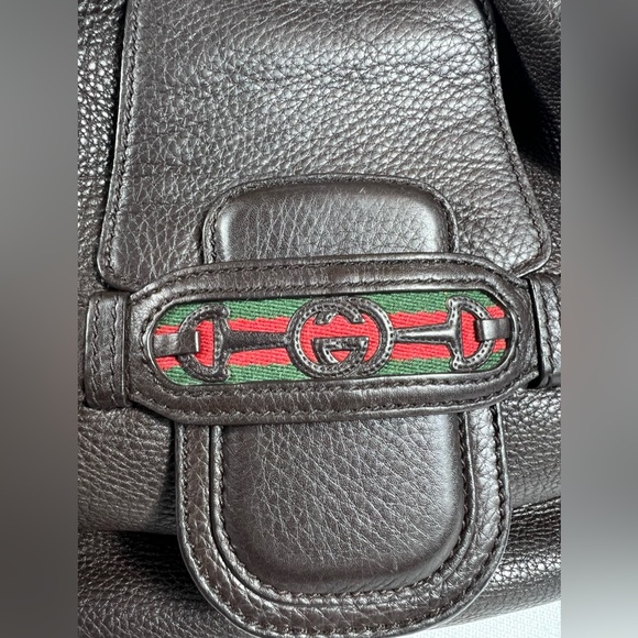 Gucci Dark Chocolate Brown Pebbled Leather Jackie Web Hobo Bag – Made in Italy - Picture 9 of 16